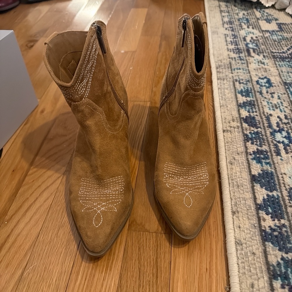 Francesca's Collections Brown Embroidered Ankle Booties - Picture 3 of 5